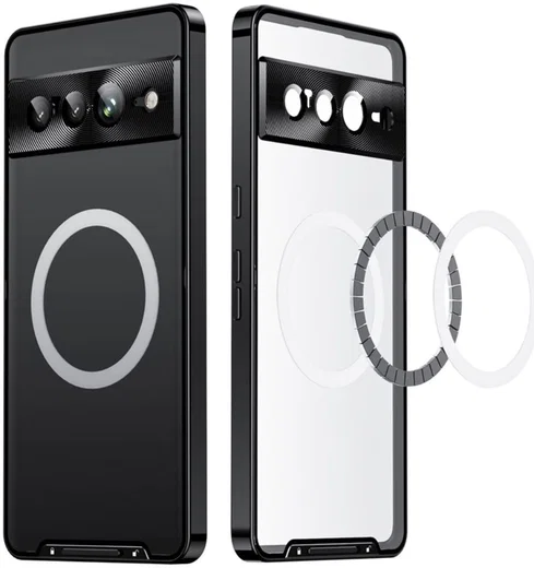 Google Pixel 7 Pro Hoesje MagSafe Back Cover Transparant/Zwart afbeelding 10