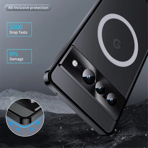 Google Pixel 7 Pro Hoesje MagSafe Back Cover Transparant/Zwart afbeelding 3