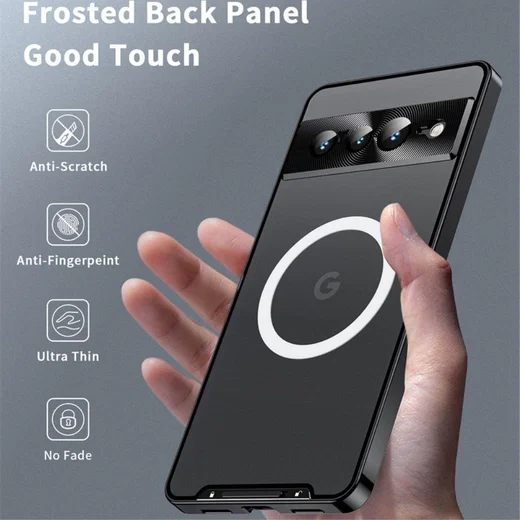 Google Pixel 7 Pro Hoesje MagSafe Back Cover Transparant/Zwart afbeelding 8