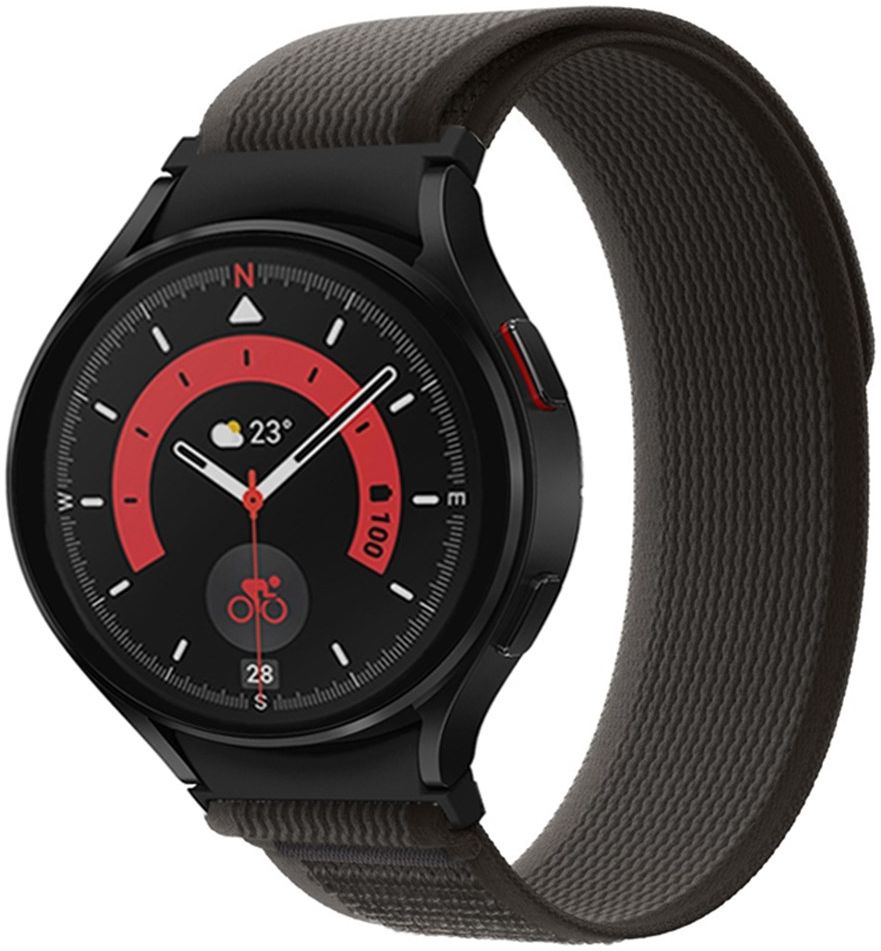Samsung Galaxy Watch 5 / 4 Sport Bandje Nylon Zwart Grijs afbeelding 3