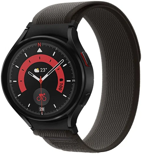 Samsung Galaxy Watch 5 / 4 Sport Bandje Nylon Zwart Grijs afbeelding 3