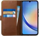 Rosso Deluxe Samsung Galaxy A34 Hoesje Echt Leer Book Case Bruin