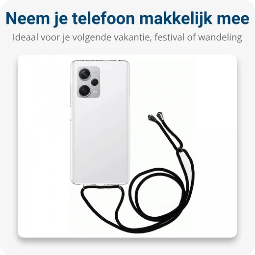 Xiaomi Redmi Note 12 Pro Plus Hoesje met Koord TPU Transparant afbeelding 3