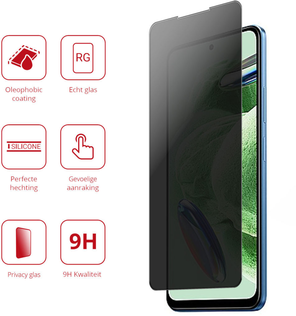 Rosso Xiaomi Redmi Note 12 5G / Poco X5 9H Tempered Glass Privacy afbeelding 3