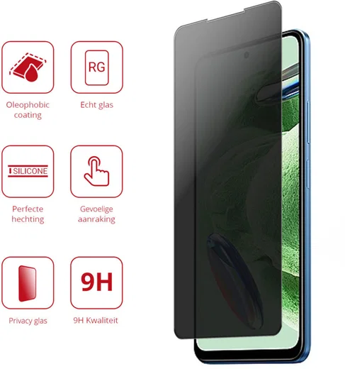 Rosso Xiaomi Redmi Note 12 5G / Poco X5 9H Tempered Glass Privacy afbeelding 3