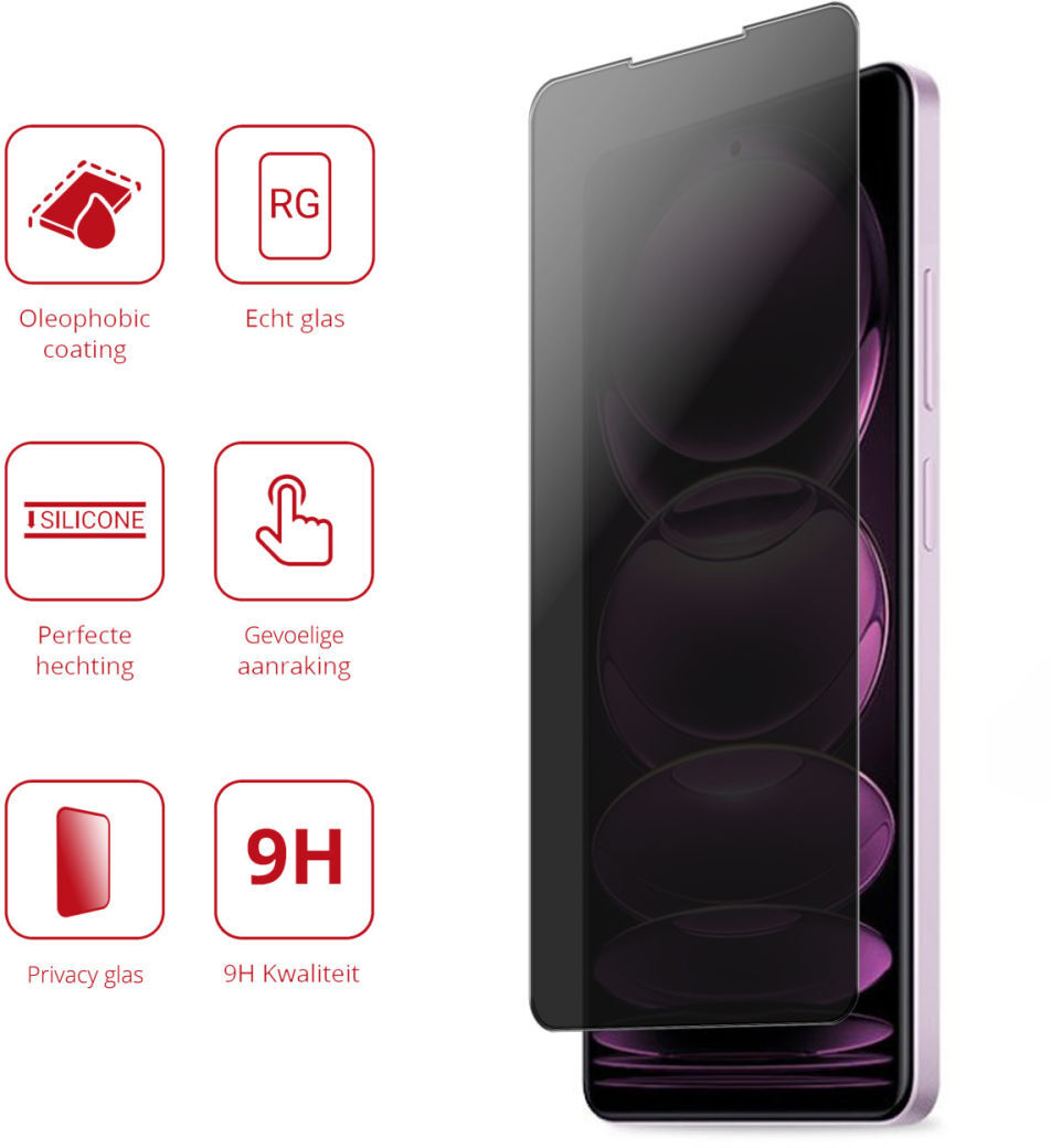 Rosso Xiaomi Redmi Note 12 Pro / Poco X5 Pro 9H Tempered Glass Privacy afbeelding 3