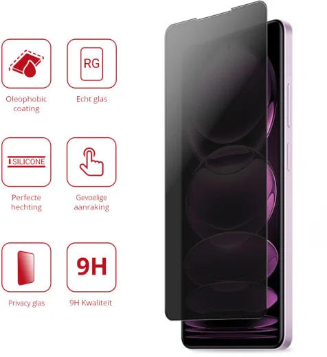 Rosso Xiaomi Redmi Note 12 Pro / Poco X5 Pro 9H Tempered Glass Privacy afbeelding 3