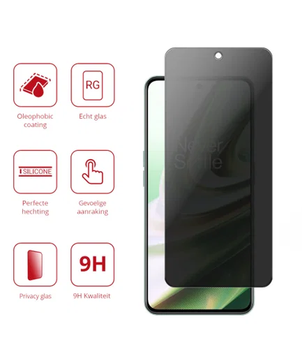 Rosso OnePlus Nord CE 3 9H Tempered Glass Screen Protector Privacy afbeelding 2