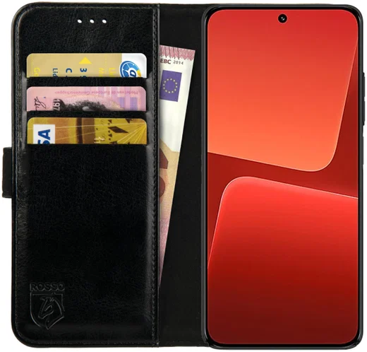 Rosso Element Xiaomi 13 Hoesje Book Cover Wallet Zwart afbeelding 1