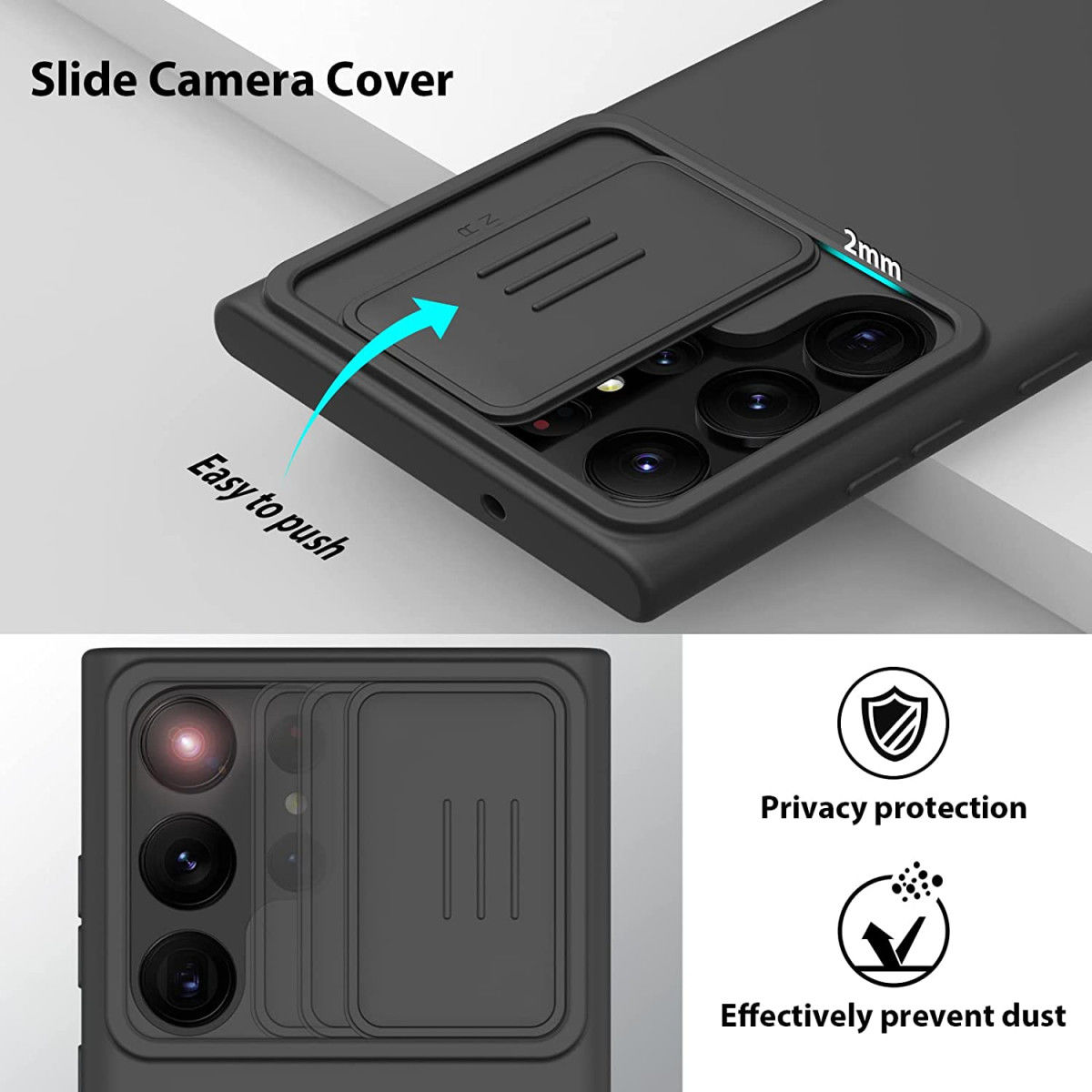 Nillkin Samsung Galaxy S23 Ultra Hoesje Siliconen Camera Slider Zwart afbeelding 3
