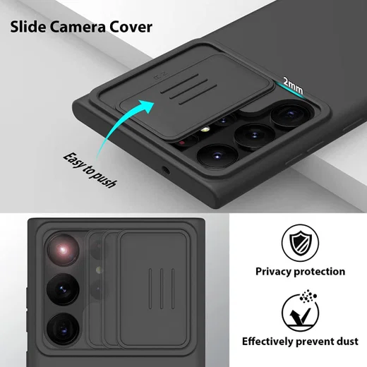 Nillkin Samsung Galaxy S23 Ultra Hoesje Siliconen Camera Slider Zwart afbeelding 3