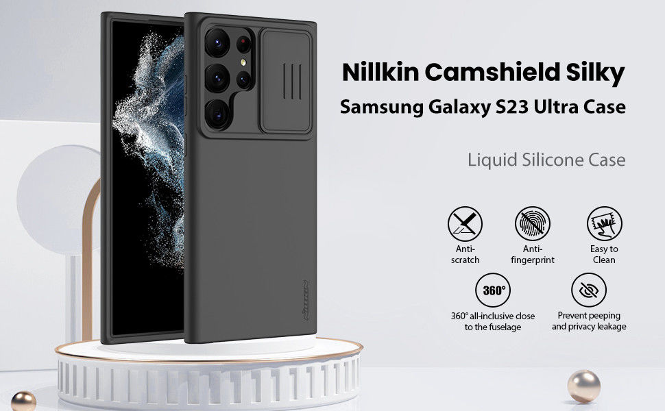 Nillkin Samsung Galaxy S23 Ultra Hoesje Siliconen Camera Slider Zwart afbeelding 8