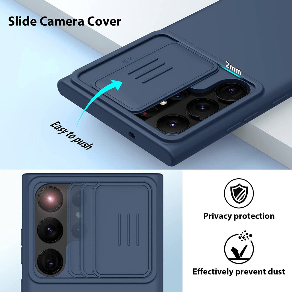 Nillkin Samsung Galaxy S23 Ultra Hoesje Siliconen Camera Slider Grijs afbeelding 3