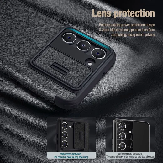 Nillkin Qin Pro Leather Samsung Galaxy S23 Plus Hoesje Slider Zwart afbeelding 4