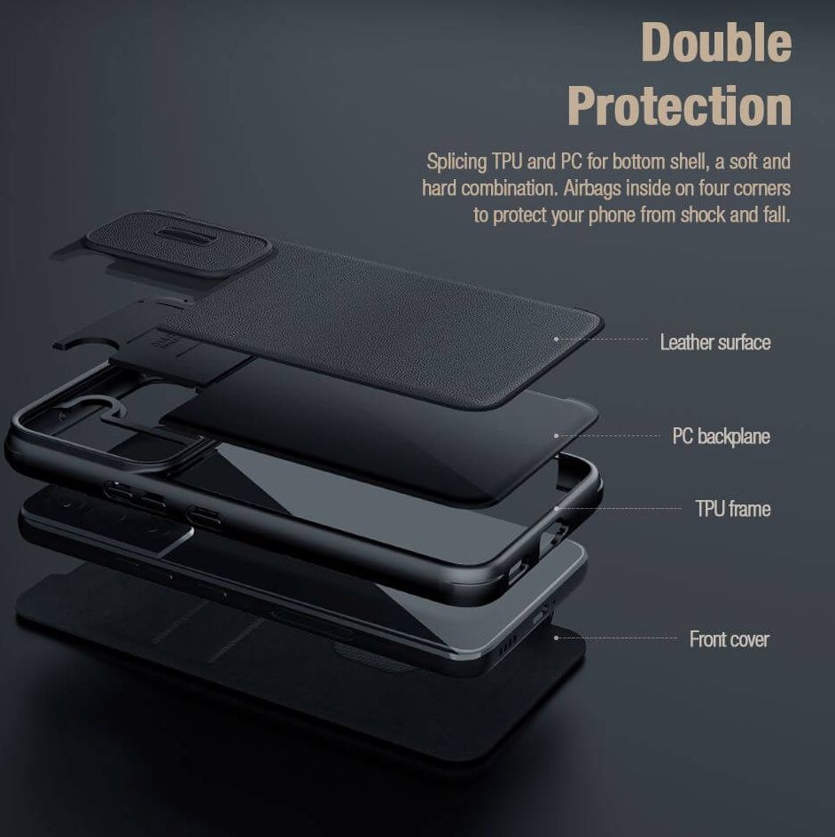 Nillkin Qin Pro Leather Samsung Galaxy S23 Plus Hoesje Slider Zwart afbeelding 10