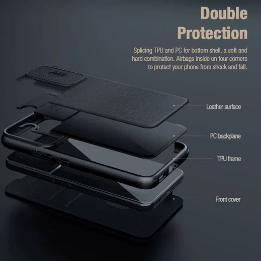 Nillkin Qin Pro Leather Samsung Galaxy S23 Plus Hoesje Slider Zwart afbeelding 10