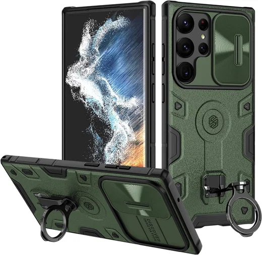 Nillkin CamShield Armor Samsung Galaxy S23 Ultra Hoesje Slider Groen afbeelding 1