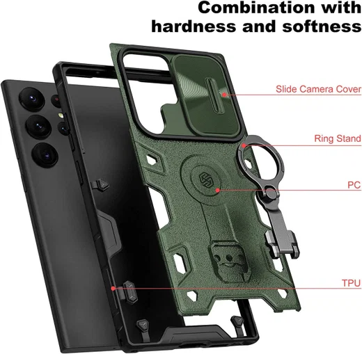 Nillkin CamShield Armor Samsung Galaxy S23 Ultra Hoesje Slider Groen afbeelding 3