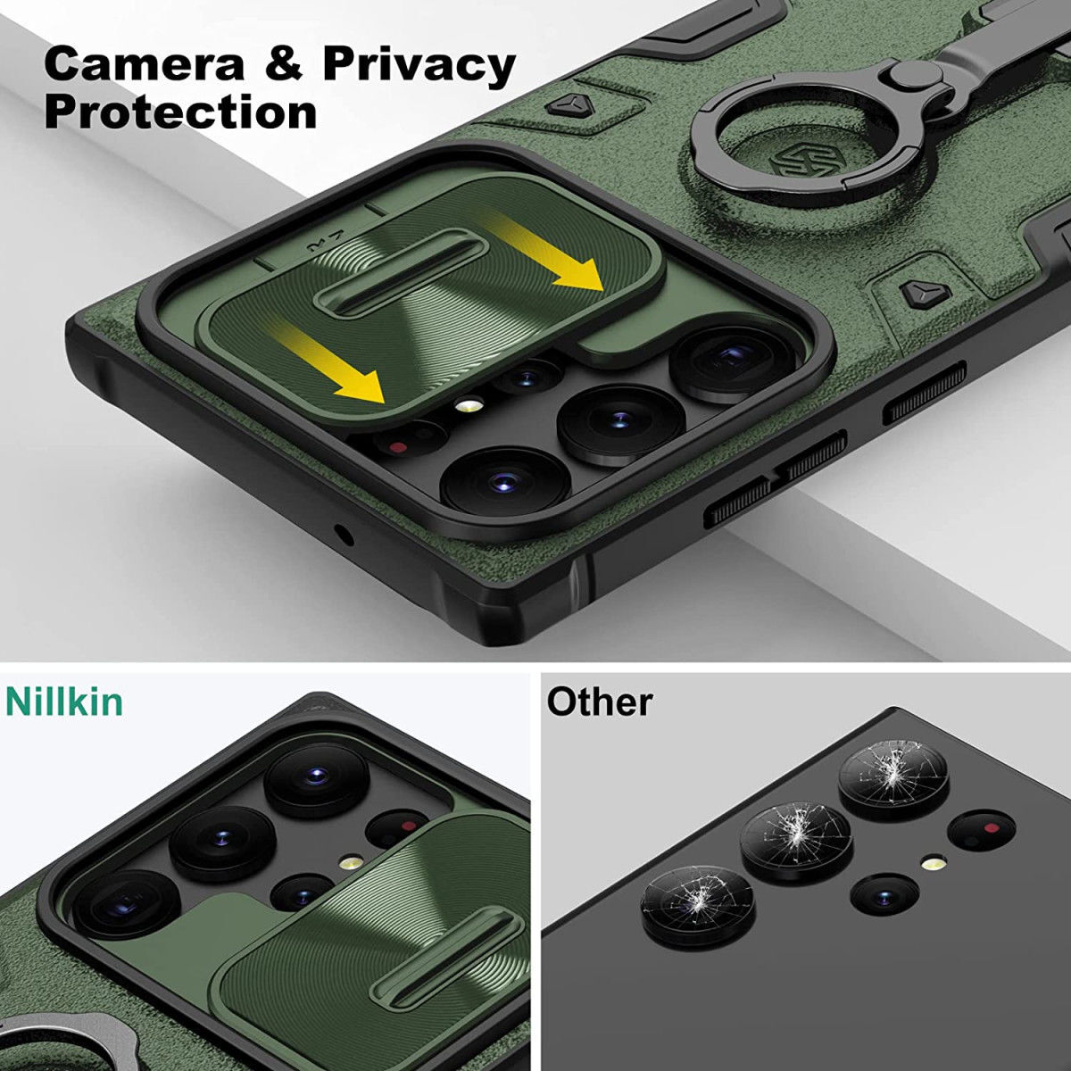 Nillkin CamShield Armor Samsung Galaxy S23 Ultra Hoesje Slider Groen afbeelding 4