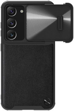 Nillkin Leather Samsung Galaxy S23 Hoesje met Camera Slider Zwart