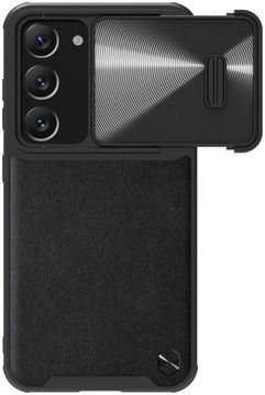 Nillkin Leather Samsung Galaxy S23 Plus Hoesje met Camera Slider Zwart