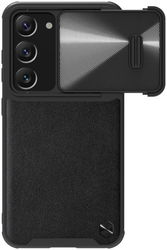Nillkin Leather Samsung Galaxy S23 Plus Hoesje met Camera Slider Zwart afbeelding