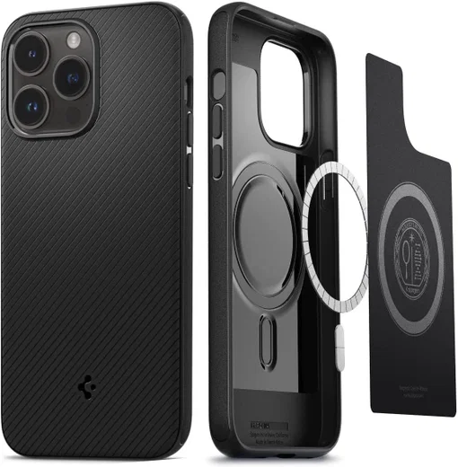 Spigen Mag Armor Apple iPhone 14 Pro Hoesje MagSafe Back Cover Zwart afbeelding 1