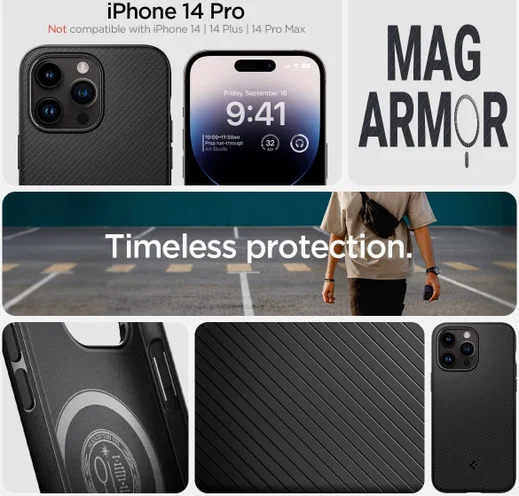 Spigen Mag Armor Apple iPhone 14 Pro Hoesje MagSafe Back Cover Zwart afbeelding 6