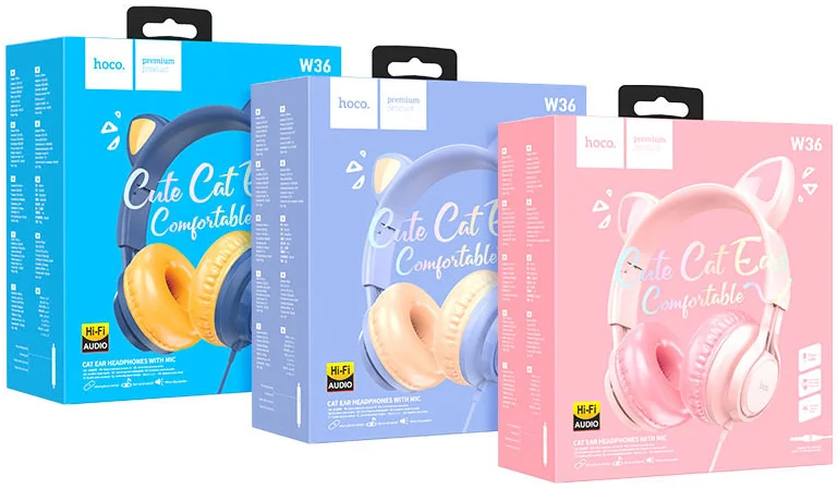 Hoco Kinder Koptelefoon Kattenoortjes met Ingebouwde Microfoon Blauw afbeelding 5