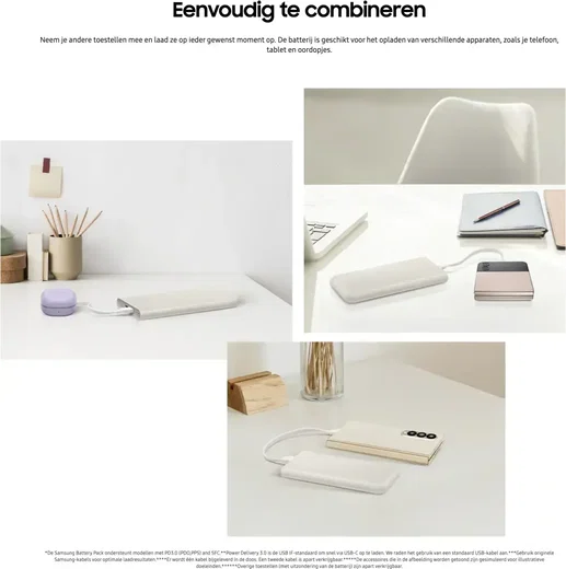 Originele Samsung 25W Fast Charge Duo USB-C Powerbank 10.000 mAh Beige afbeelding 4