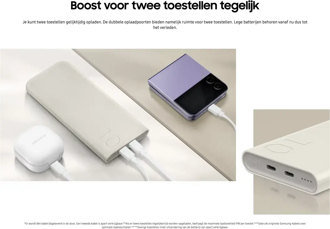 Originele Samsung 25W Fast Charge Duo USB-C Powerbank 10.000 mAh Beige afbeelding 5