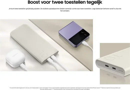Originele Samsung 25W Fast Charge Duo USB-C Powerbank 10.000 mAh Beige afbeelding 5
