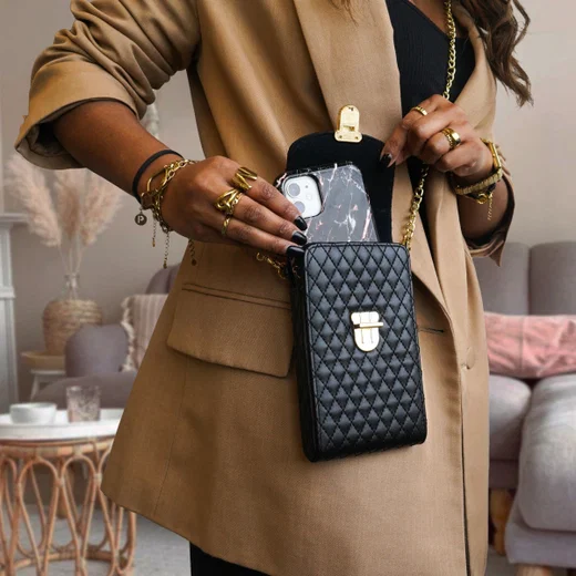 Universeel Crossbody Telefoontasje - Smartphone Schoudertasje Zwart afbeelding 2