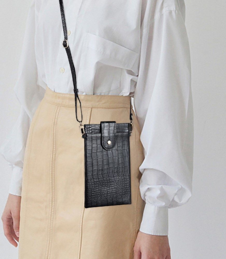 Universeel Crossbody Telefoontasje - Schoudertasje Smartphone Zwart afbeelding 5