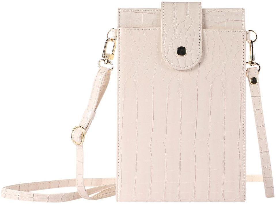 Universeel Crossbody Telefoontasje - Schoudertasje Smartphone Beige afbeelding 1