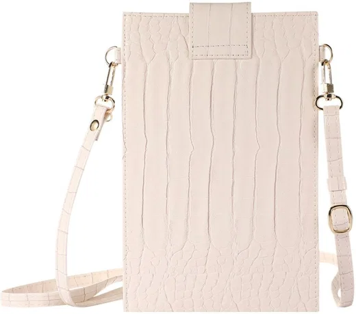Universeel Crossbody Telefoontasje - Schoudertasje Smartphone Beige afbeelding 3