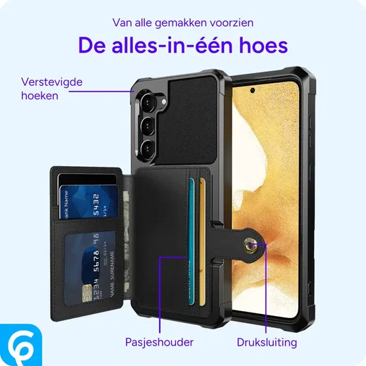 Samsung Galaxy S23 3 in 1 Back Cover Portemonnee Hoesje Zwart afbeelding 3