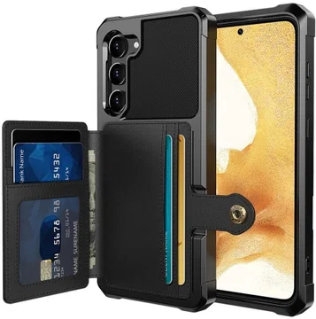 Samsung S23 Plus 3 in 1 Back Cover Portemonnee Hoesje Zwart