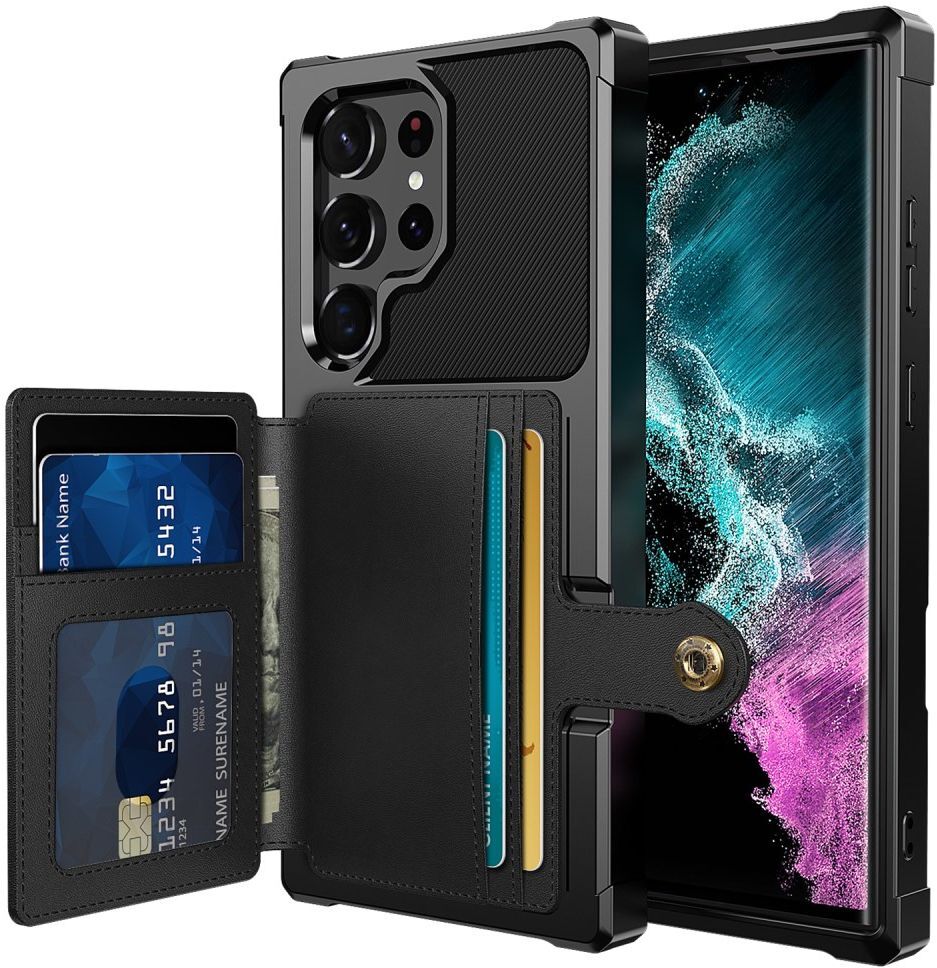 Samsung Galaxy S23 Ultra 3 in 1 Back Cover Portemonnee Hoesje Zwart afbeelding 1
