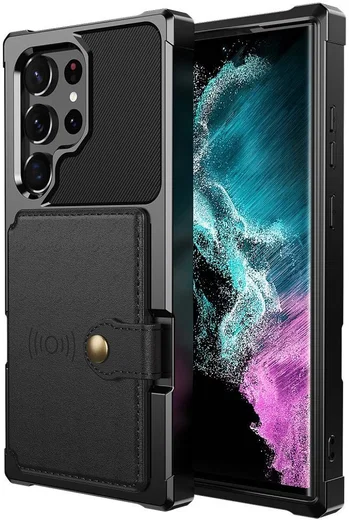 Samsung Galaxy S23 Ultra 3 in 1 Back Cover Portemonnee Hoesje Zwart afbeelding 2