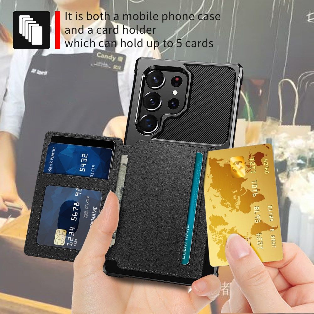 Samsung Galaxy S23 Ultra 3 in 1 Back Cover Portemonnee Hoesje Zwart afbeelding 4