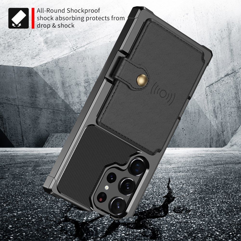 Samsung Galaxy S23 Ultra 3 in 1 Back Cover Portemonnee Hoesje Zwart afbeelding 5