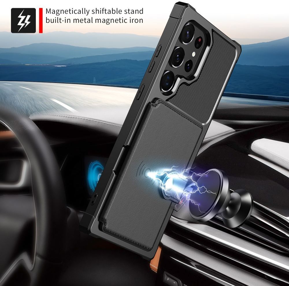 Samsung Galaxy S23 Ultra 3 in 1 Back Cover Portemonnee Hoesje Zwart afbeelding 7