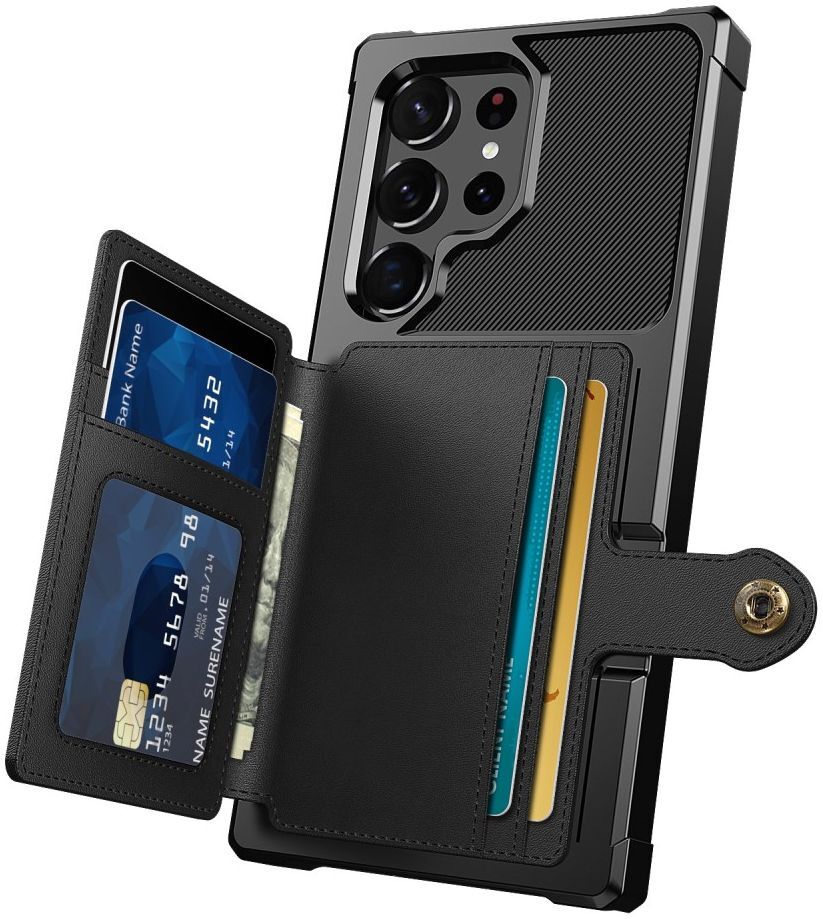 Samsung Galaxy S23 Ultra 3 in 1 Back Cover Portemonnee Hoesje Zwart afbeelding 9