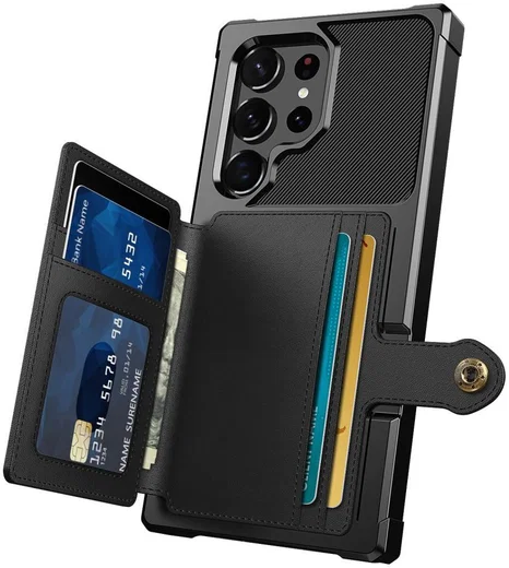 Samsung Galaxy S23 Ultra 3 in 1 Back Cover Portemonnee Hoesje Zwart afbeelding 9