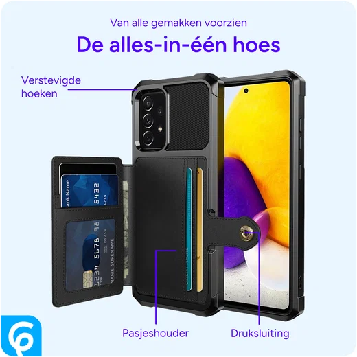 Samsung Galaxy A53 3 in 1 Back Cover Portemonnee Hoesje Zwart afbeelding 4