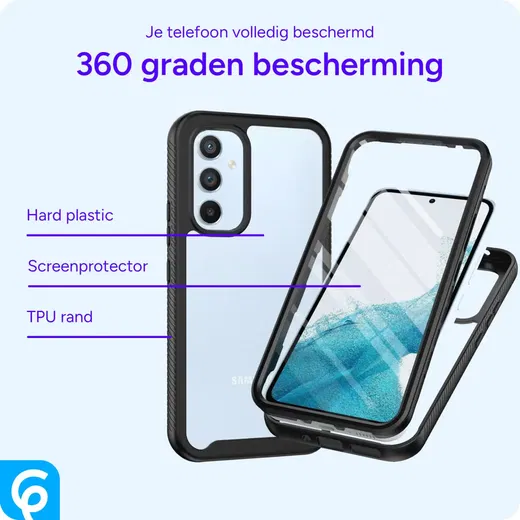 Samsung Galaxy A34 Hoesje Full Protect 360° Cover Hybride Zwart afbeelding 4
