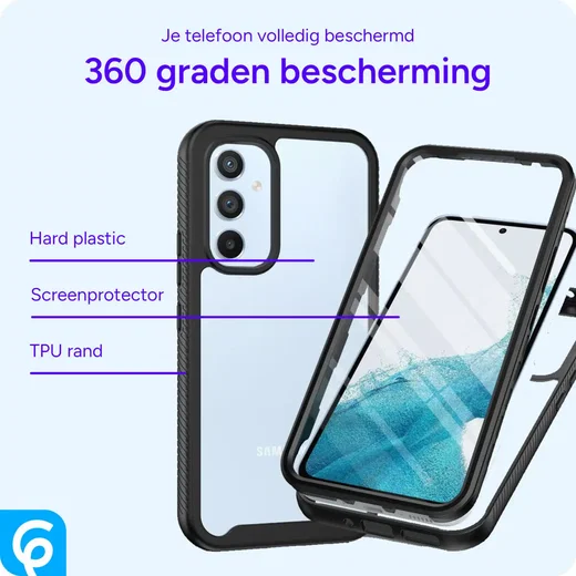 Samsung Galaxy A54 Hoesje Full Protect 360° Cover Hybride Zwart afbeelding 4
