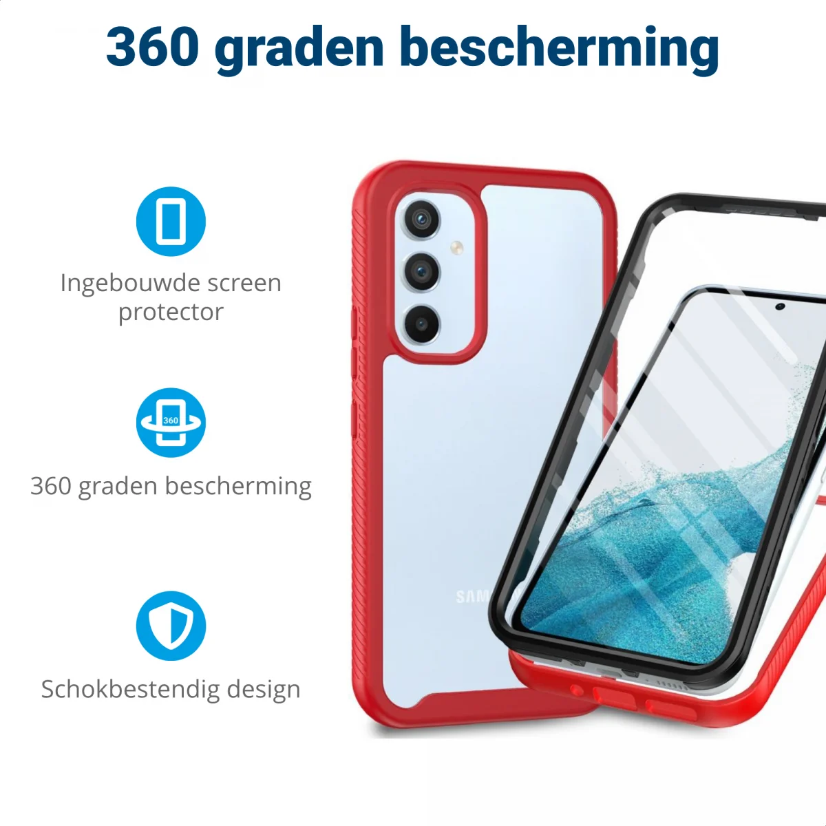 Samsung Galaxy A54 Hoesje Full Protect 360° Cover Hybride Rood afbeelding 2