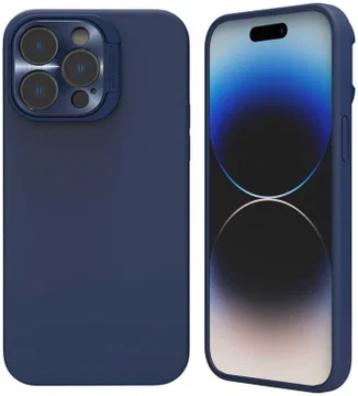 Nillkin Lens Wing iPhone 14 Pro Hoesje Siliconen met MagSafe Blauw